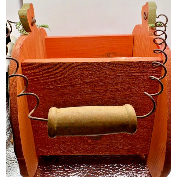 Vintage Fall Decor Wood Basket Hand Crafted - Picture 2 of 8